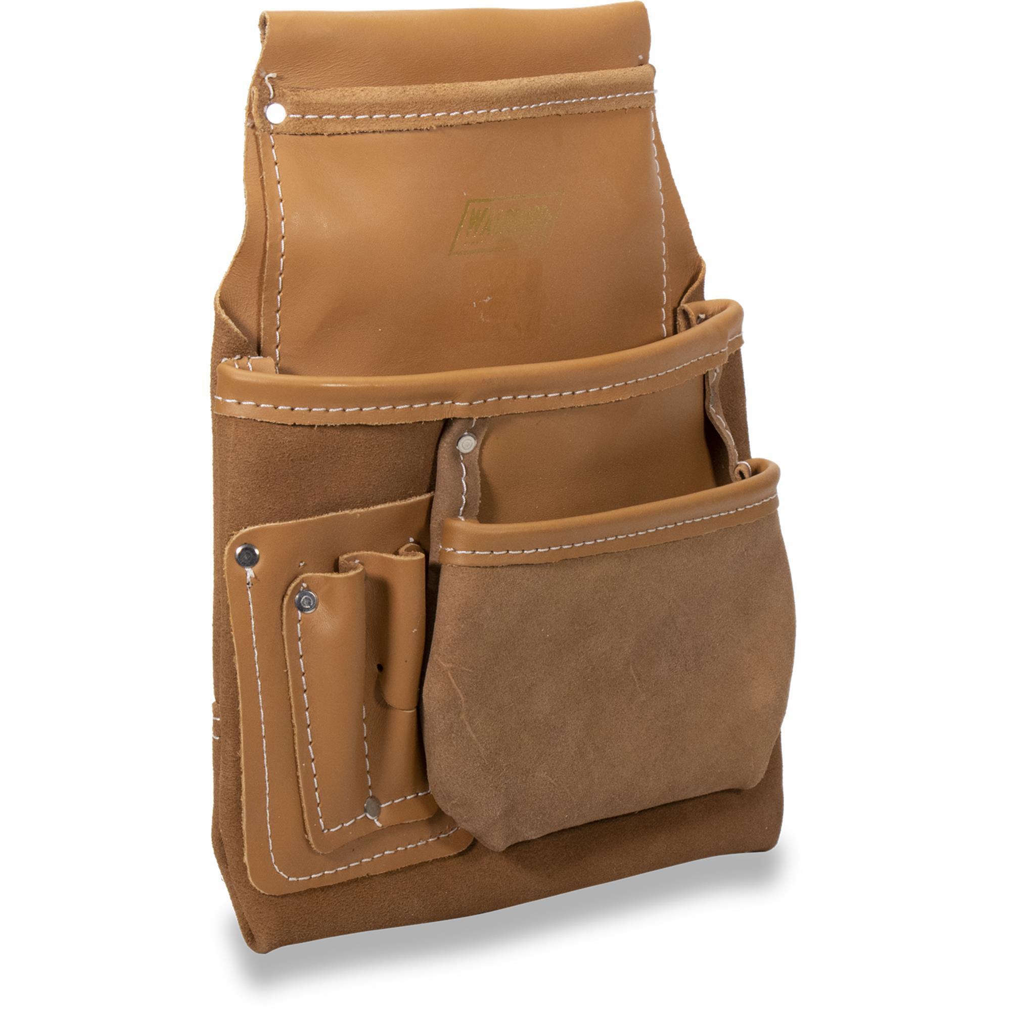Wal-Board Nail Bag — Heavy-Duty Top Grain Leather, 3 Pockets, Model# 016-010